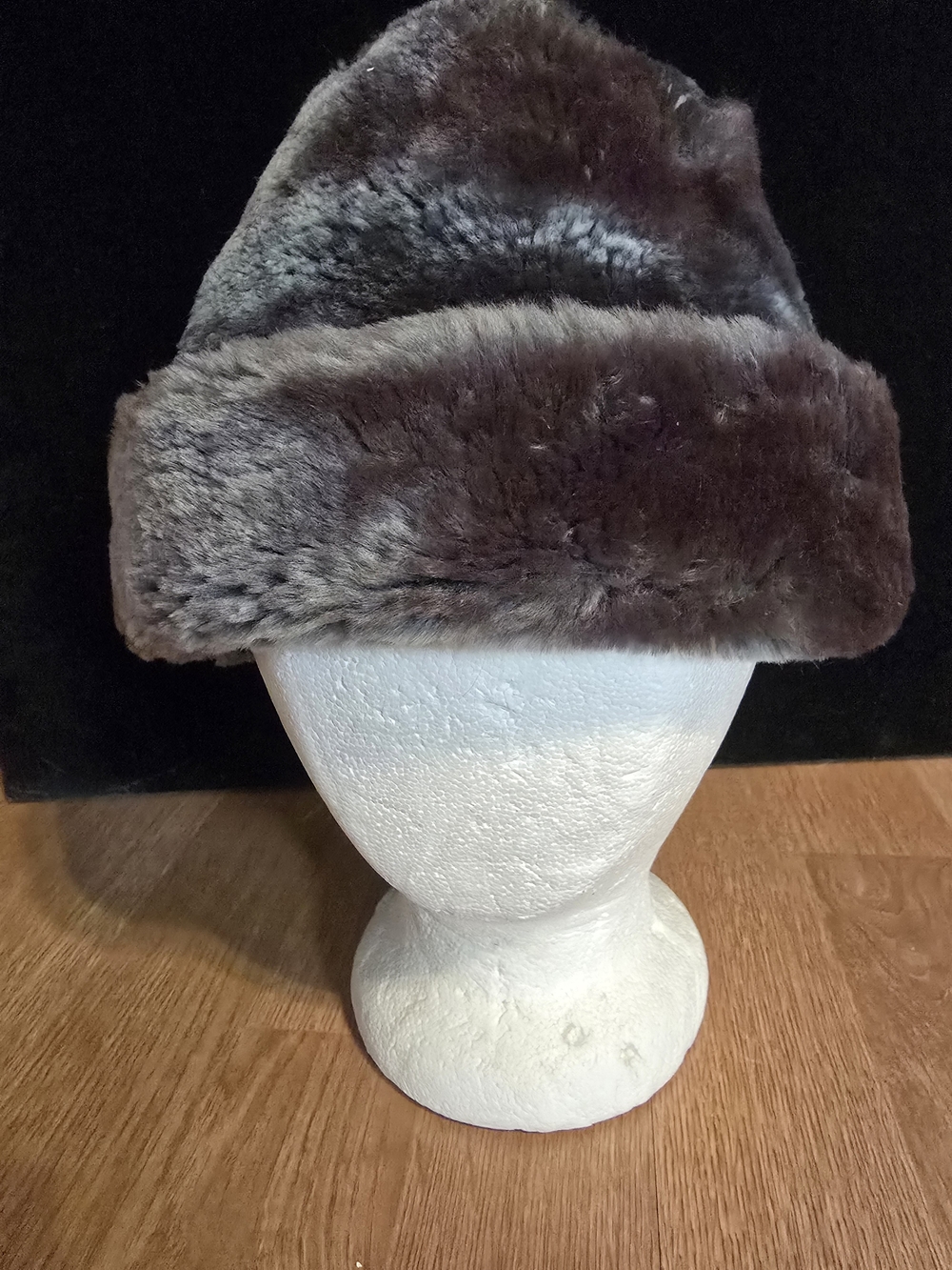 Vtg Men's Gray Faux Fur Hat, Lined Size M Union Made Cossack